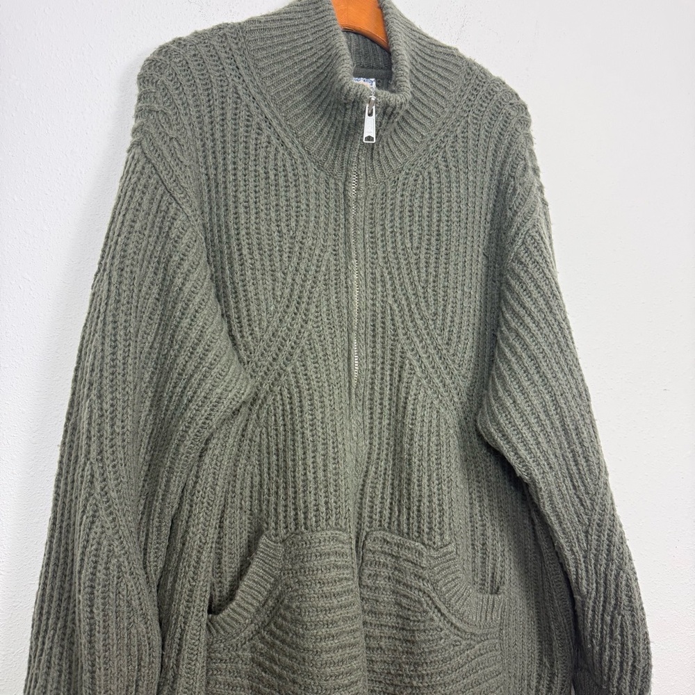 Anthropologie Pilcro Zip Front Longline Green Cardigan Sweater Wool Blend Sz 2X - Picture 4 of 16